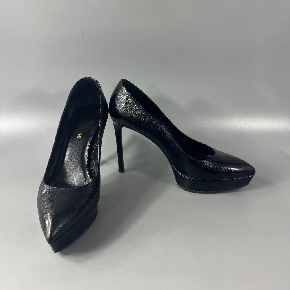 Yves Saint Laurent Paris Black Leather Pumps, Size 37